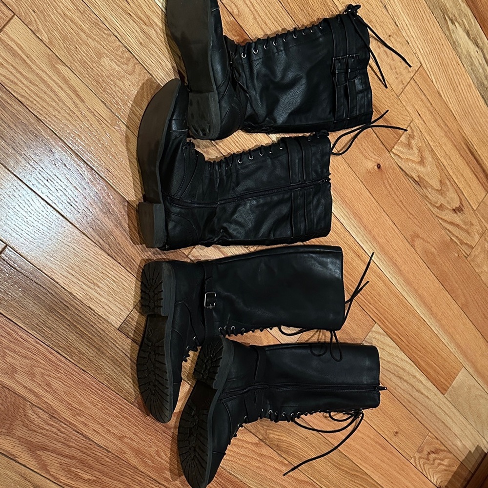 Black Lace-Up Women's Boots - Picture 4 of 9
